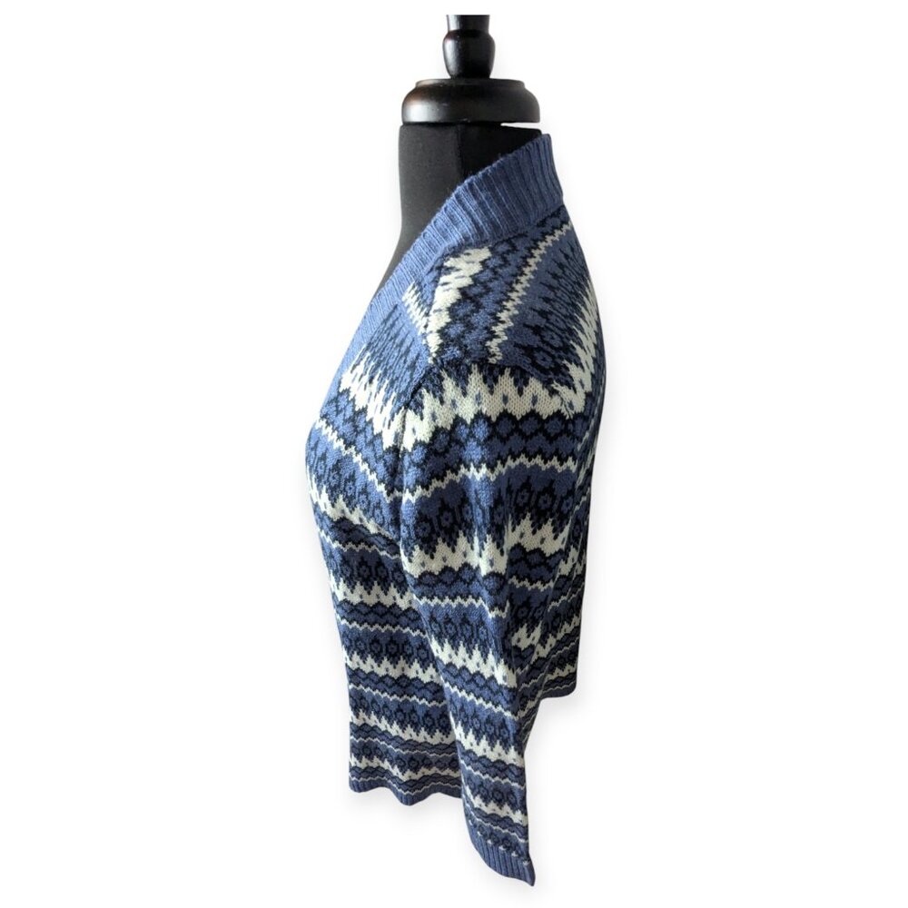 Croft & Barrow Chic Blue and White Knit Open Front Cardigan Petite Medium - Picture 7 of 11